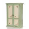 Dvoudveřová zelená malovaná šatní skříň