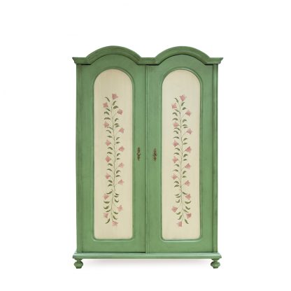 Zelená malovaná šatní skříň