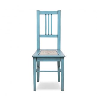 Modrá malovaná židle z masivu