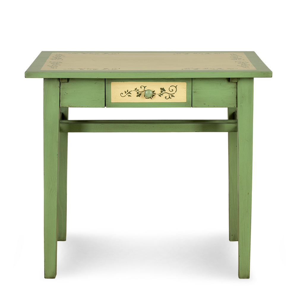 Zelený malovaný stolek z masivu Svět poladů