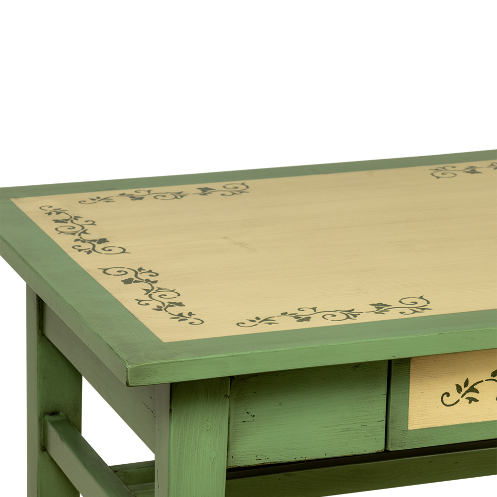 Malovaný repasovaný stolek z masivu - detail