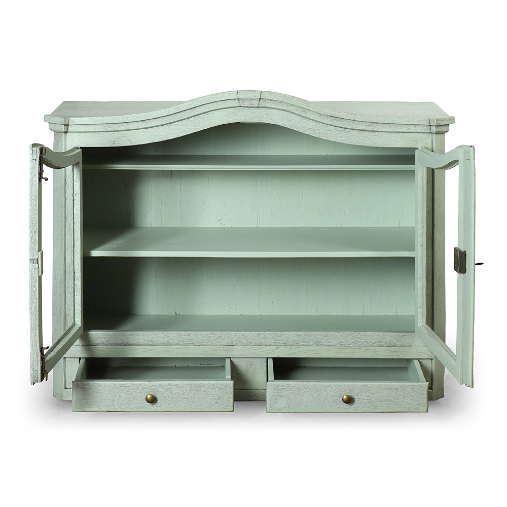 Modrá závěsná dubová skříňka