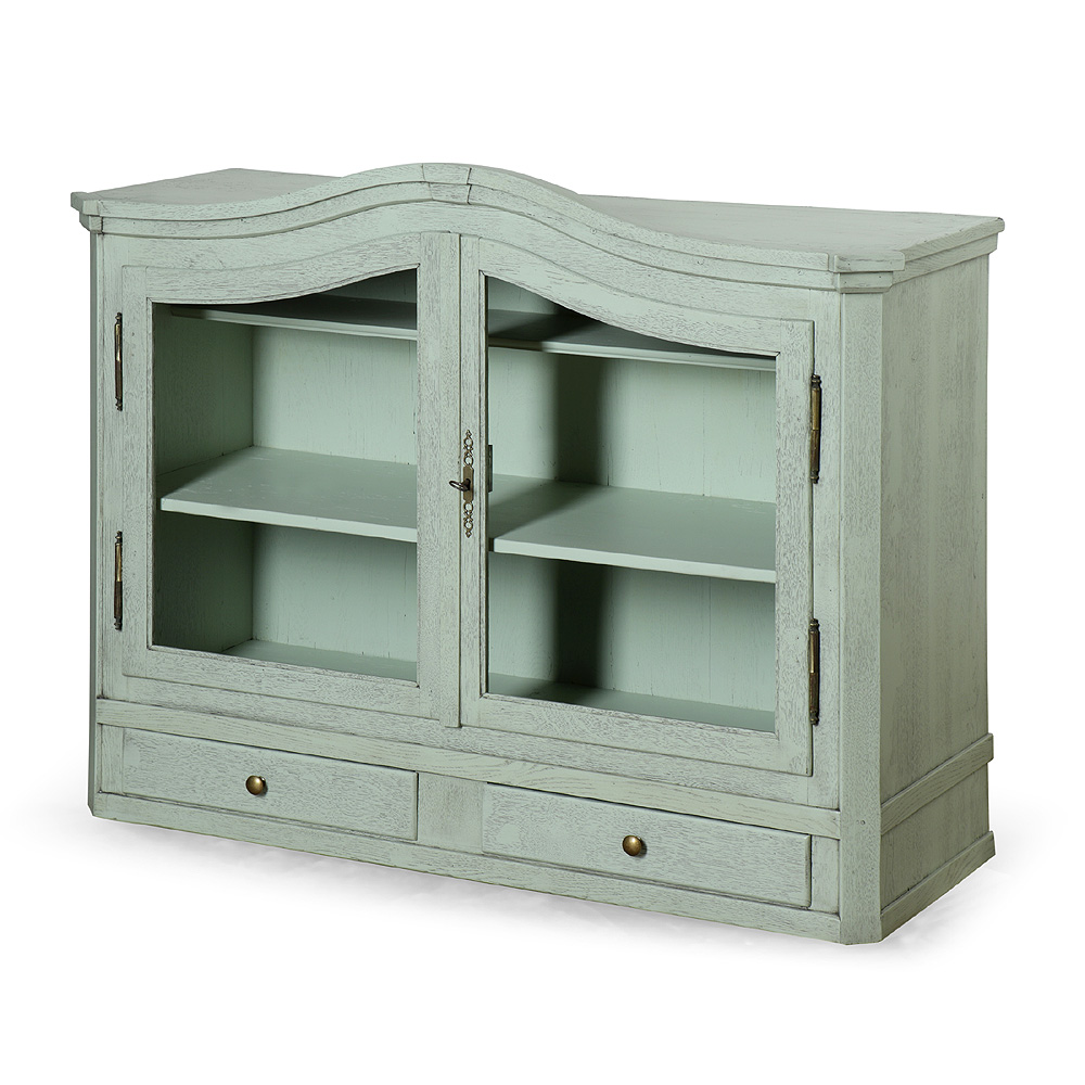 Modrá závěsná dubová skříňka