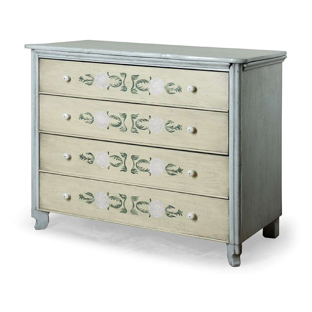 Restaurovaná a ručně malovaná zásuvková komoda