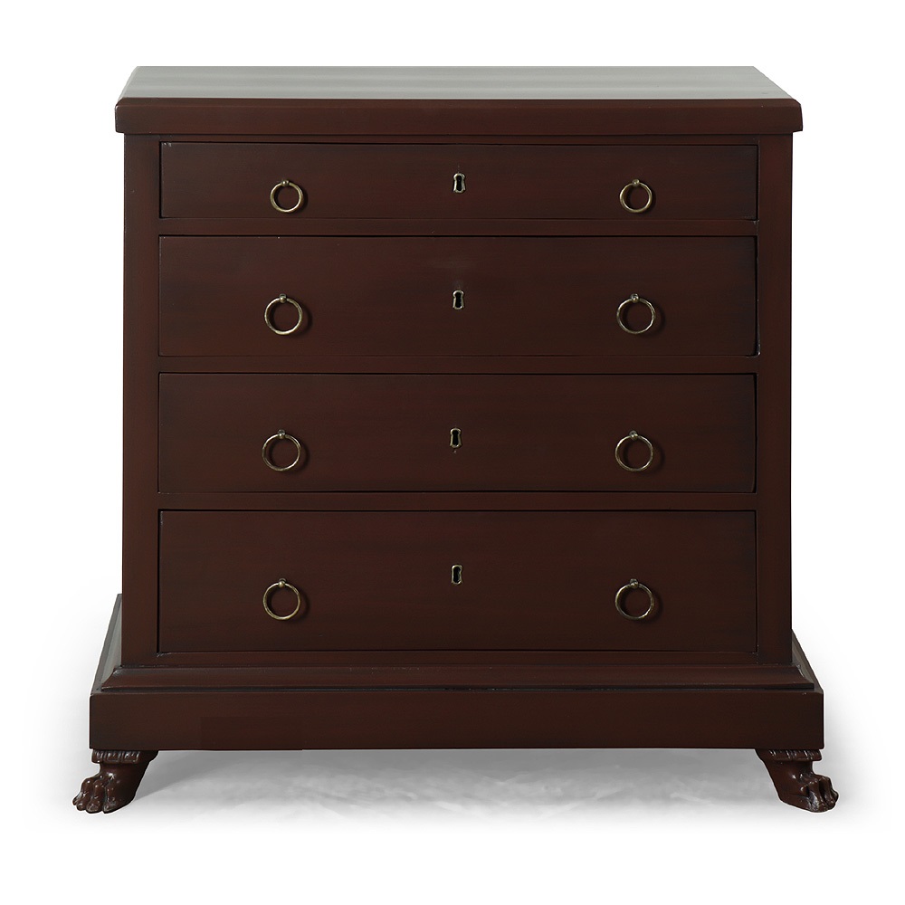 Malá hnědá repasovaná komoda se čtyřmi zásuvkami