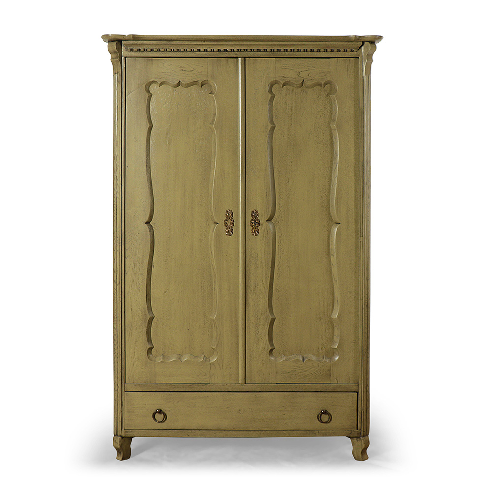 Šatní dvoudveřová skříň se zásuvkou z masivního dubu