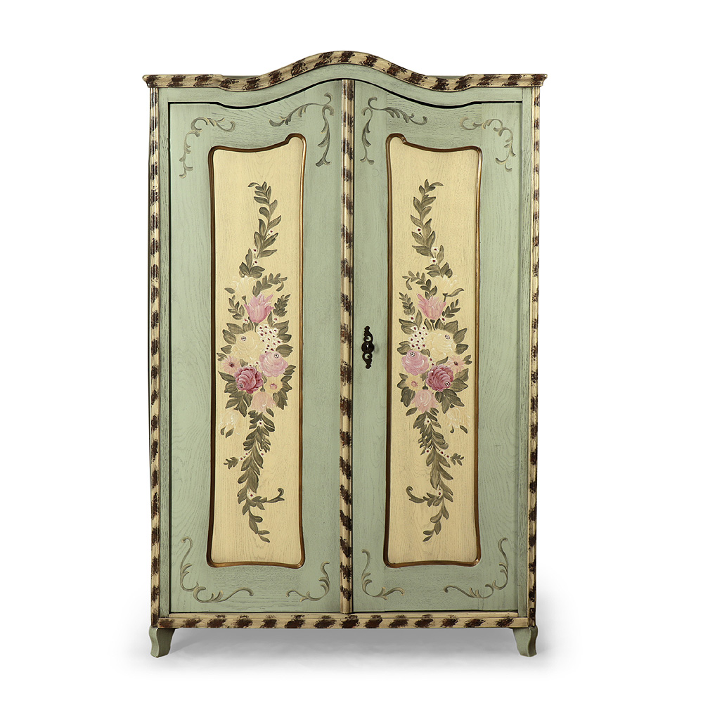 Klasická selská malovaná skříň z masivního dubu