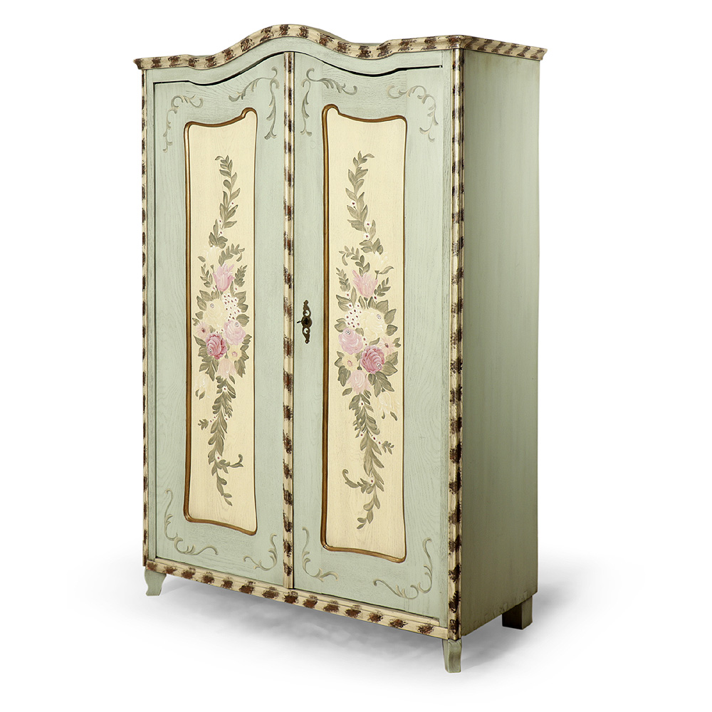 Klasická selská malovaná skříň z masivního dubu