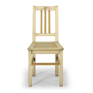 Smetanová malovaná židle s květinovým dekorem