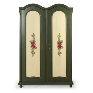 Zelená malovaná policová šatní skříň