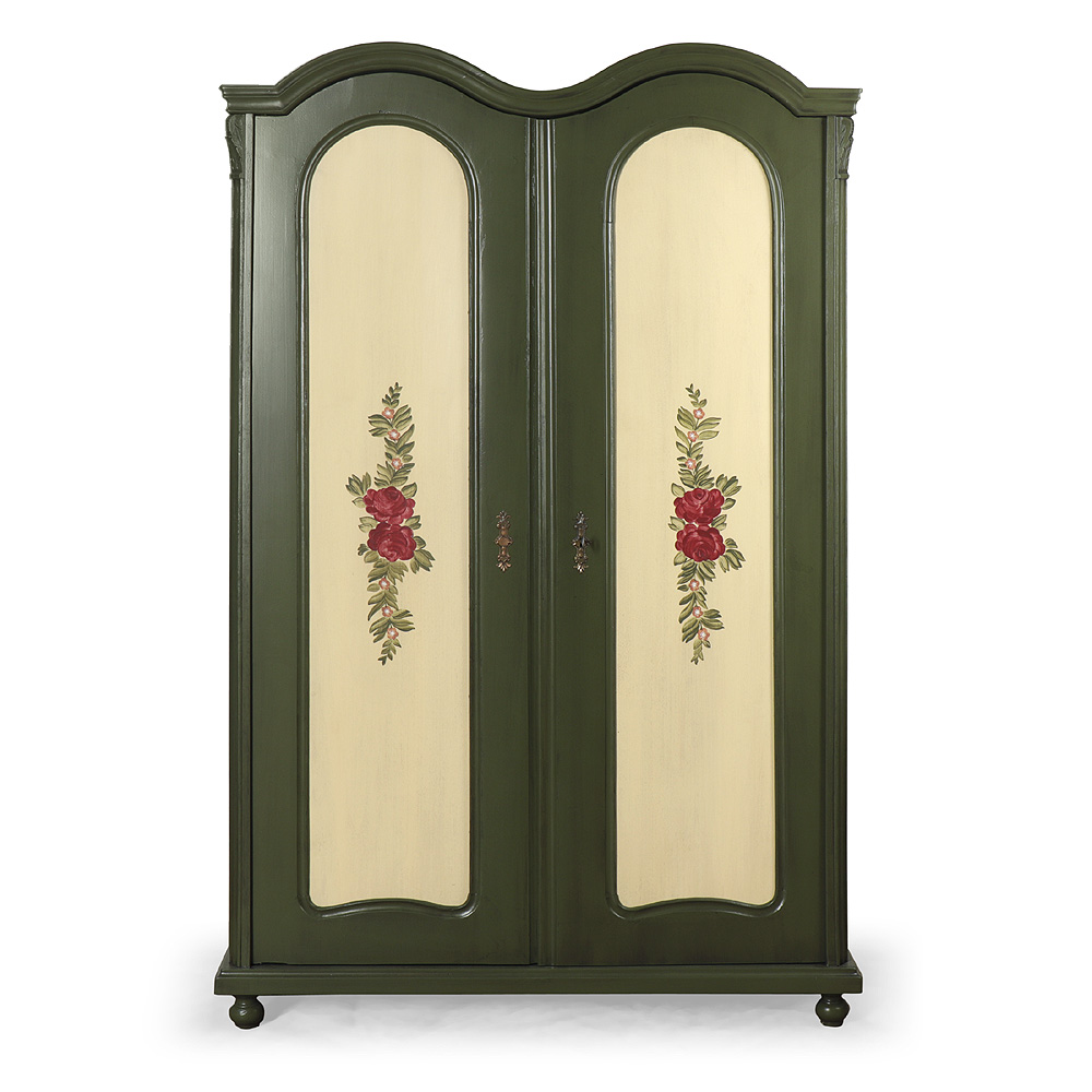Zelená malovaná policová šatní skříň